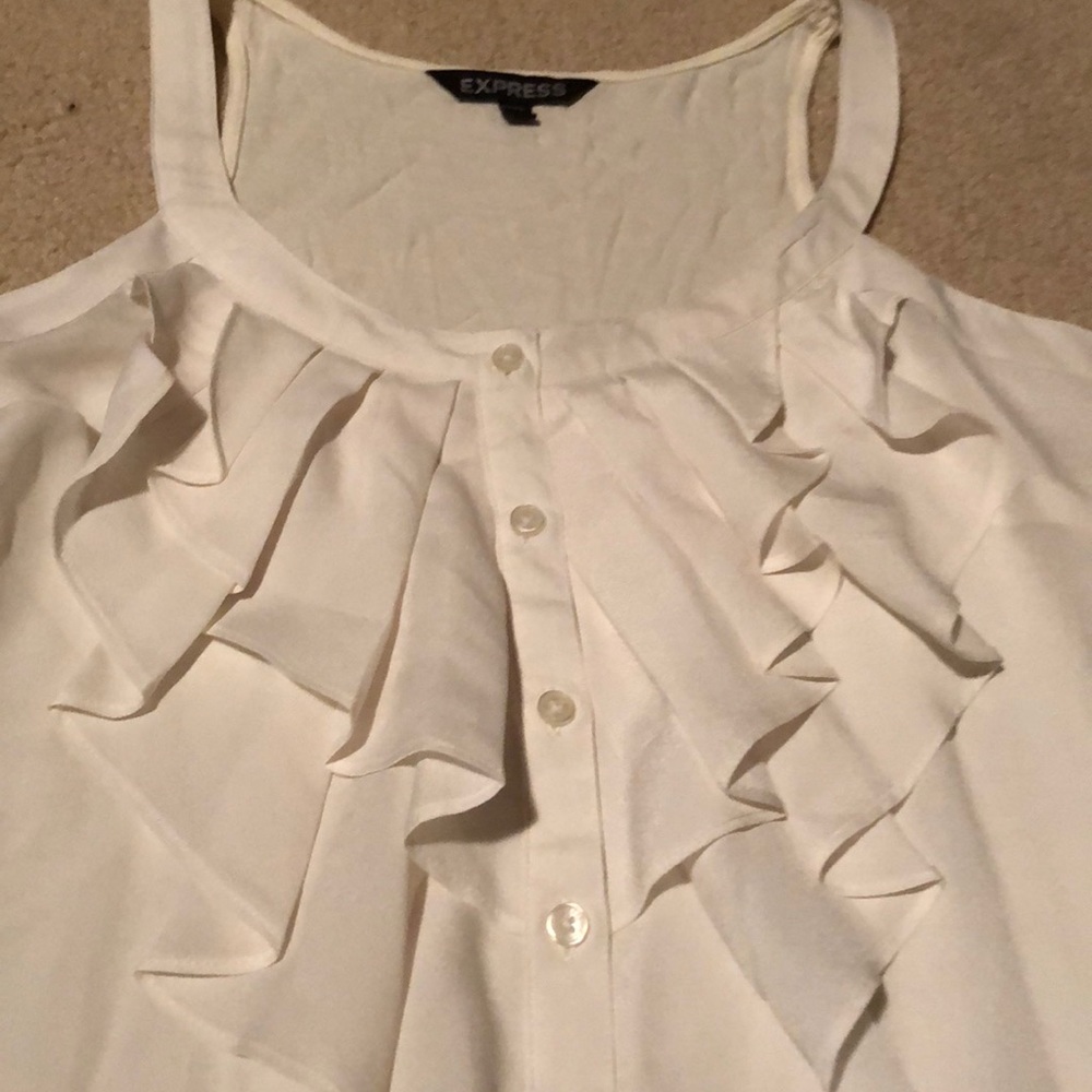 Express White Ruffle Tank Top - Picture 2 of 2